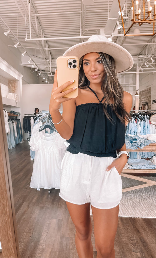 Beaded Tie Babe Crop